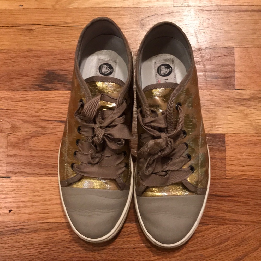 LANVIN GOLD SNEAKERS sz 38